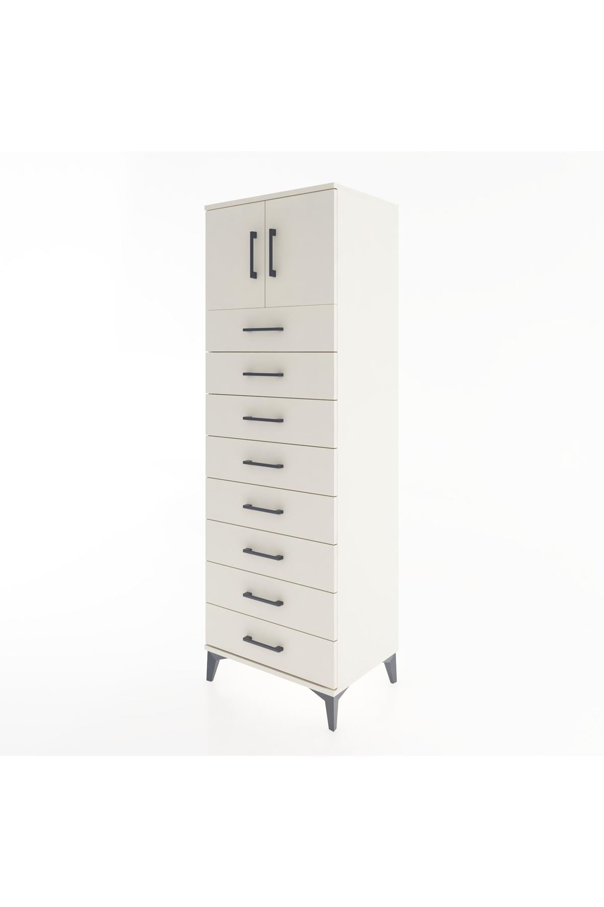 Hyperion Dolap Tek Raflı 8 Çekmeceli 2 Kapaklı 60x44x182 - S56M001V1B