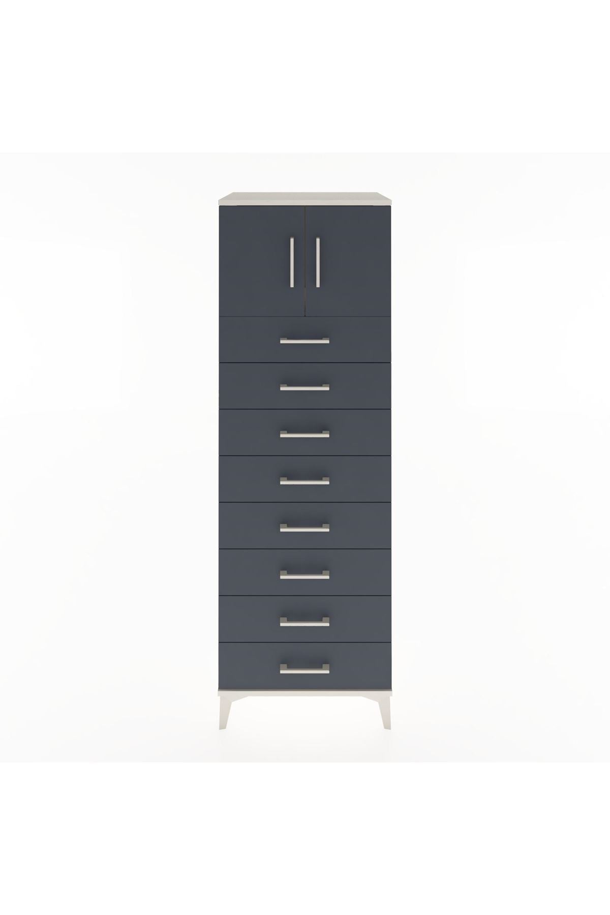 Hyperion Dolap Tek Raflı 8 Çekmeceli 2 Kapaklı 60x44x182 - S56M001V2B