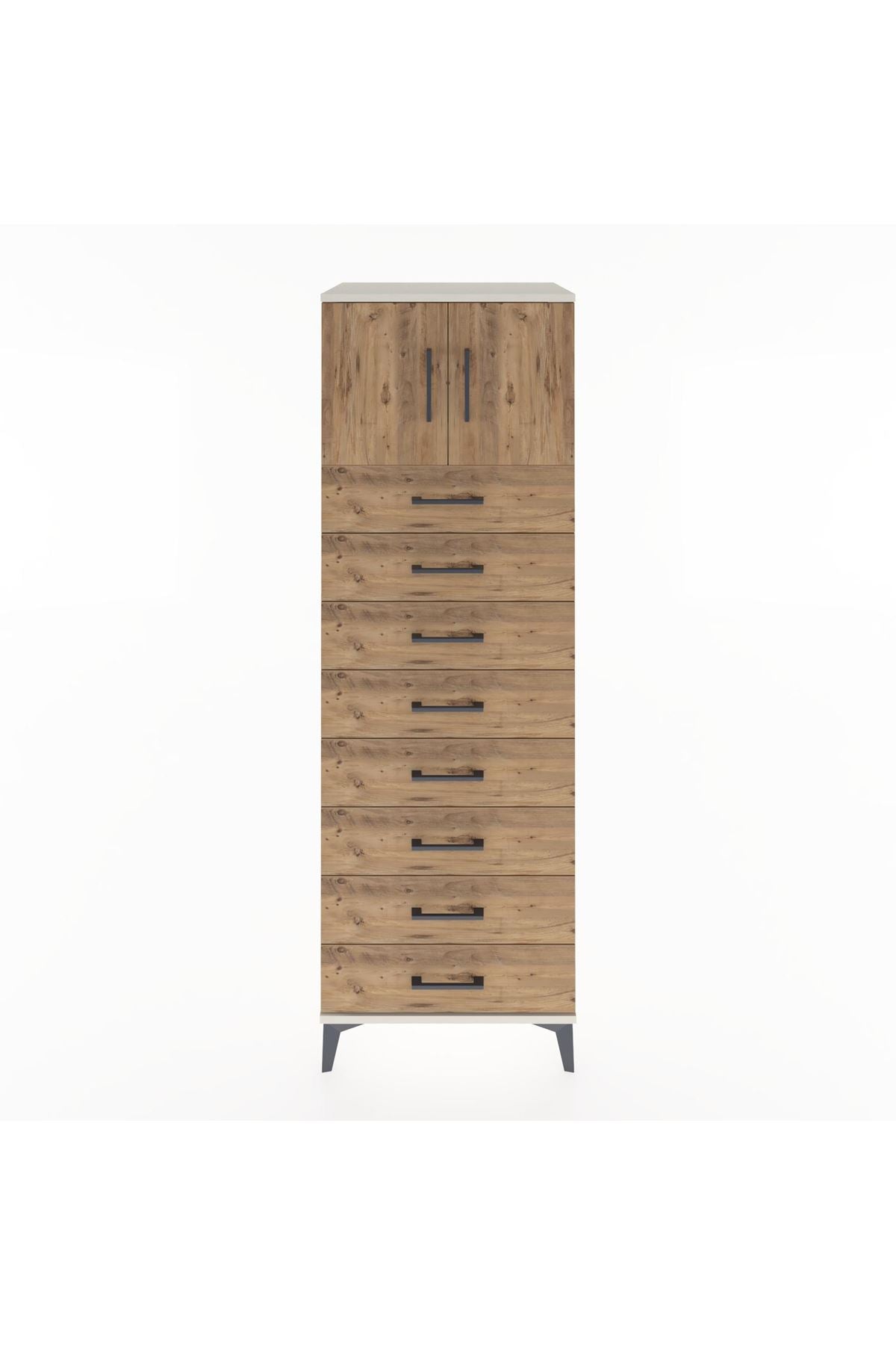 Hyperion Dolap Tek Raflı 8 Çekmeceli 2 Kapaklı 60x44x182 - S56M001V3B