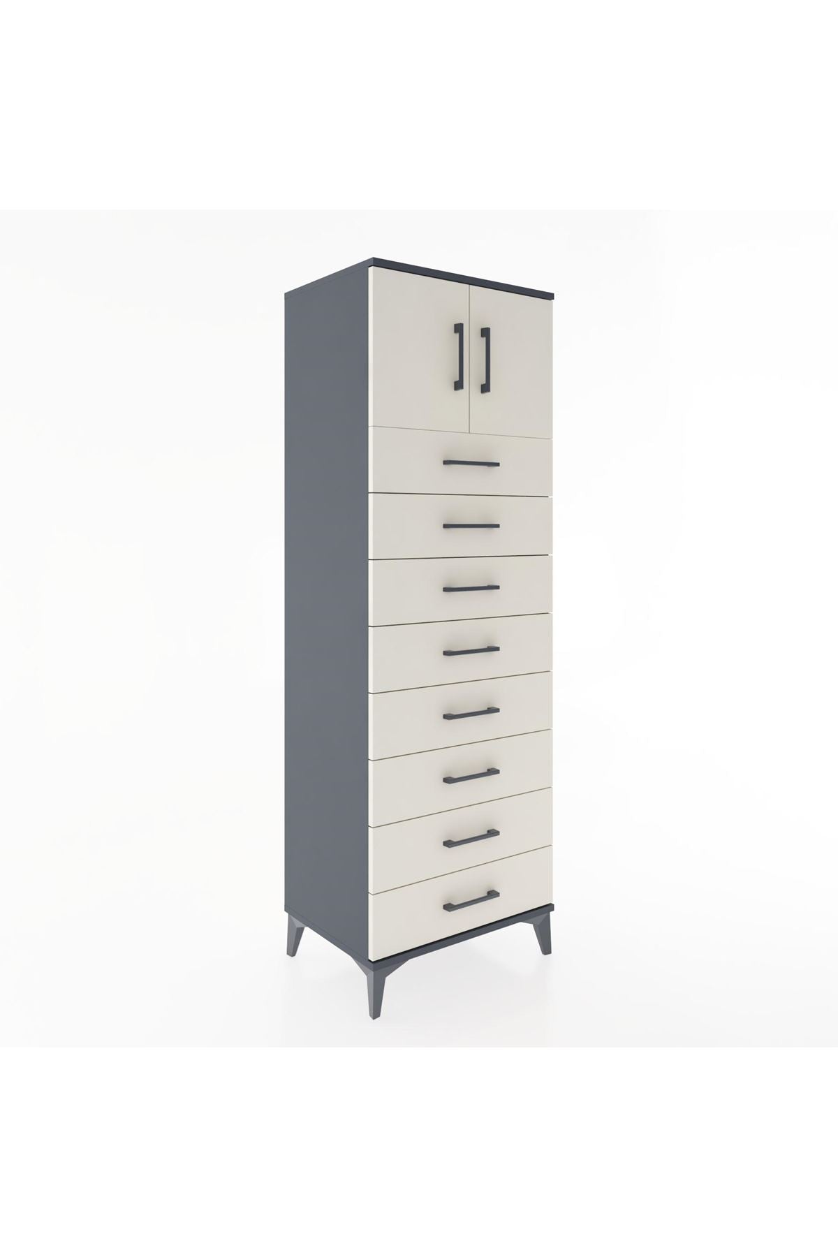 Hyperion Dolap Tek Raflı 8 Çekmeceli 2 Kapaklı 60x44x182 - S56M001V4B