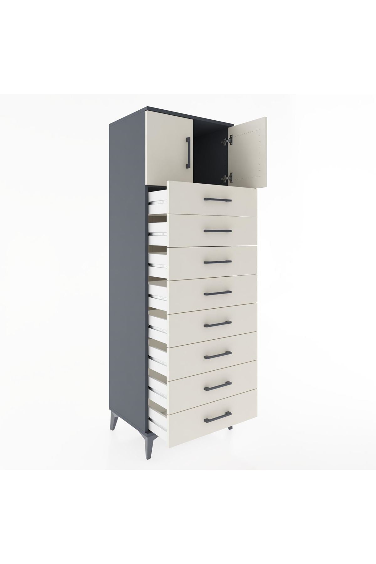 Hyperion Dolap Tek Raflı 8 Çekmeceli 2 Kapaklı 60x44x182 - S56M001V4B