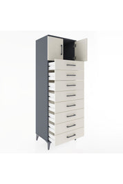 Hyperion Dolap Tek Raflı 8 Çekmeceli 2 Kapaklı 60x44x182 - S56M001V4B