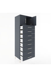 Hyperion Dolap Tek Raflı 8 Çekmeceli 2 Kapaklı 60x44x182 - S56M001V5B