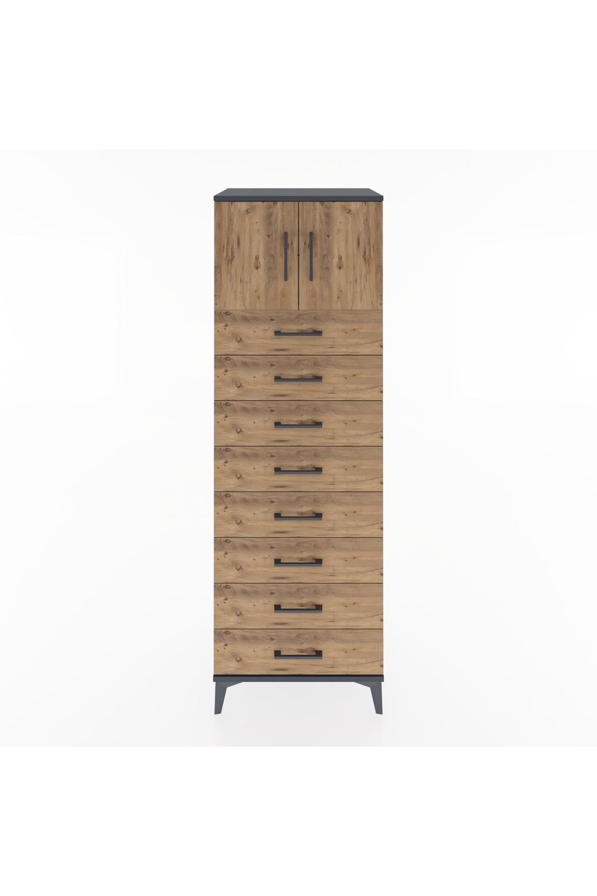Hyperion Dolap Tek Raflı 8 Çekmeceli 2 Kapaklı 60x44x182 - S56M001V6B