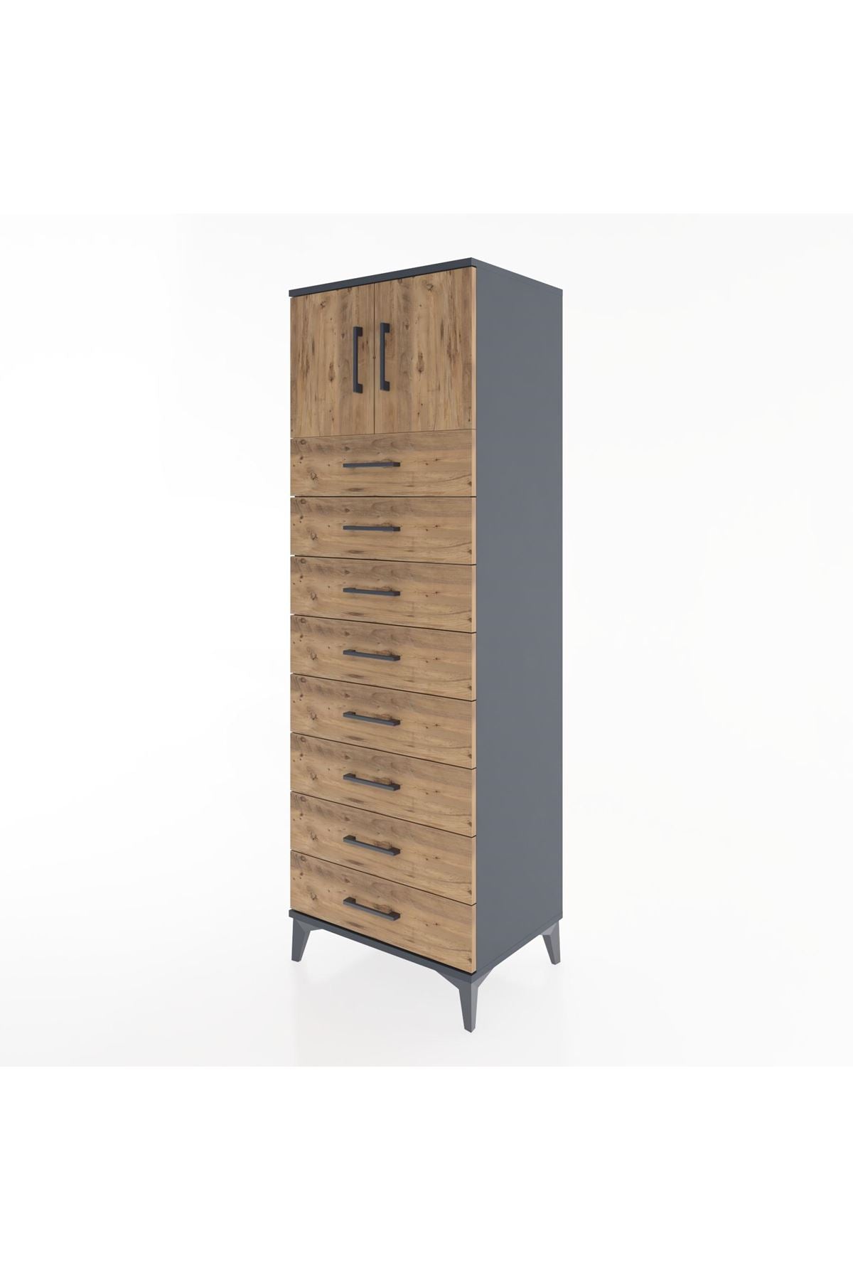 Hyperion Dolap Tek Raflı 8 Çekmeceli 2 Kapaklı 60x44x182 - S56M001V6B