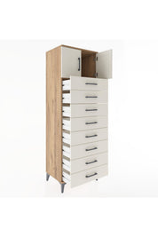 Hyperion Dolap Tek Raflı 8 Çekmeceli 2 Kapaklı 60x44x182 - S56M001V7B