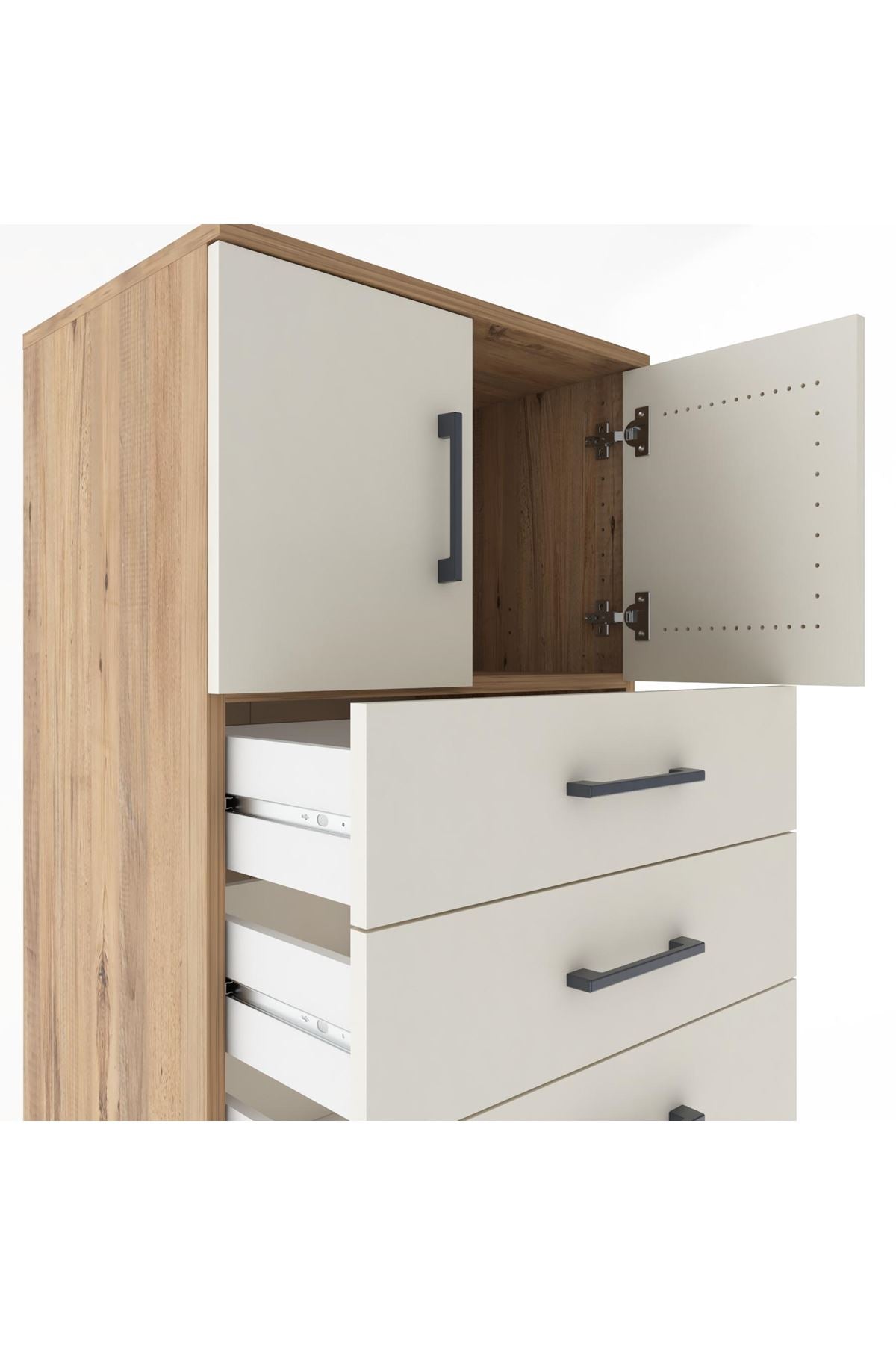 Hyperion Dolap Tek Raflı 8 Çekmeceli 2 Kapaklı 60x44x182 - S56M001V7B