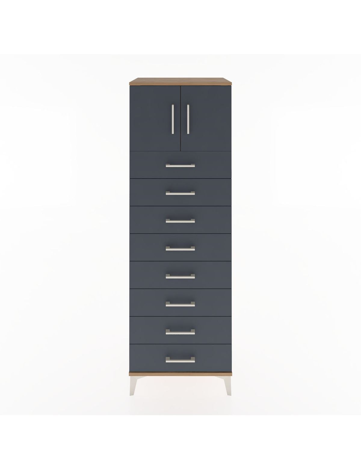 Hyperion Dolap Tek Raflı 8 Çekmeceli 2 Kapaklı 60x44x182 - S56M001V8B
