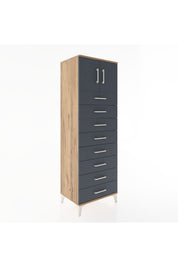Hyperion Dolap Tek Raflı 8 Çekmeceli 2 Kapaklı 60x44x182 - S56M001V8B