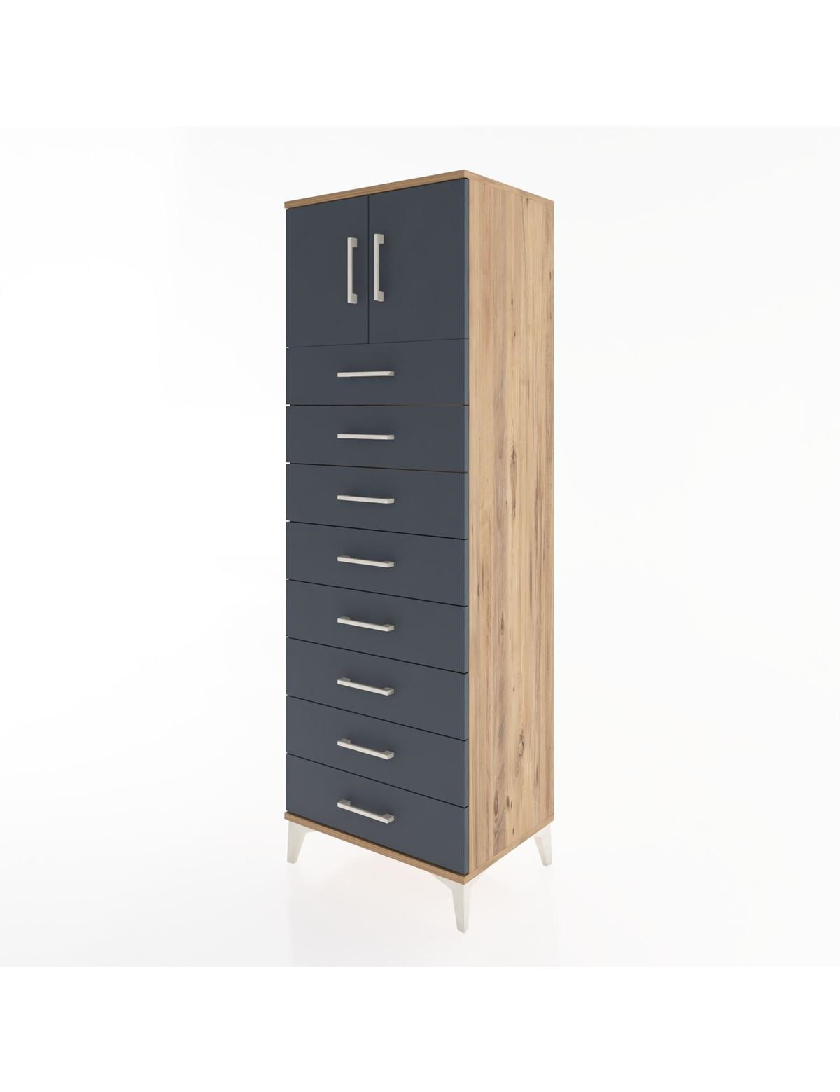 Hyperion Dolap Tek Raflı 8 Çekmeceli 2 Kapaklı 60x44x182 - S56M001V8B