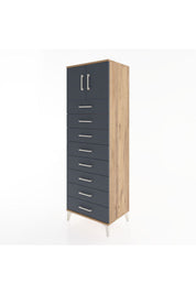 Hyperion Dolap Tek Raflı 8 Çekmeceli 2 Kapaklı 60x44x182 - S56M001V8B