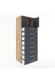 Hyperion Dolap Tek Raflı 8 Çekmeceli 2 Kapaklı 60x44x182 - S56M001V8B