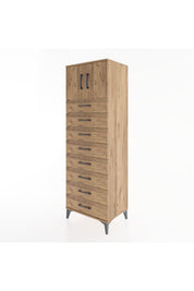 Hyperion Dolap Tek Raflı 8 Çekmeceli 2 Kapaklı 60x44x182 - S56M001V9B