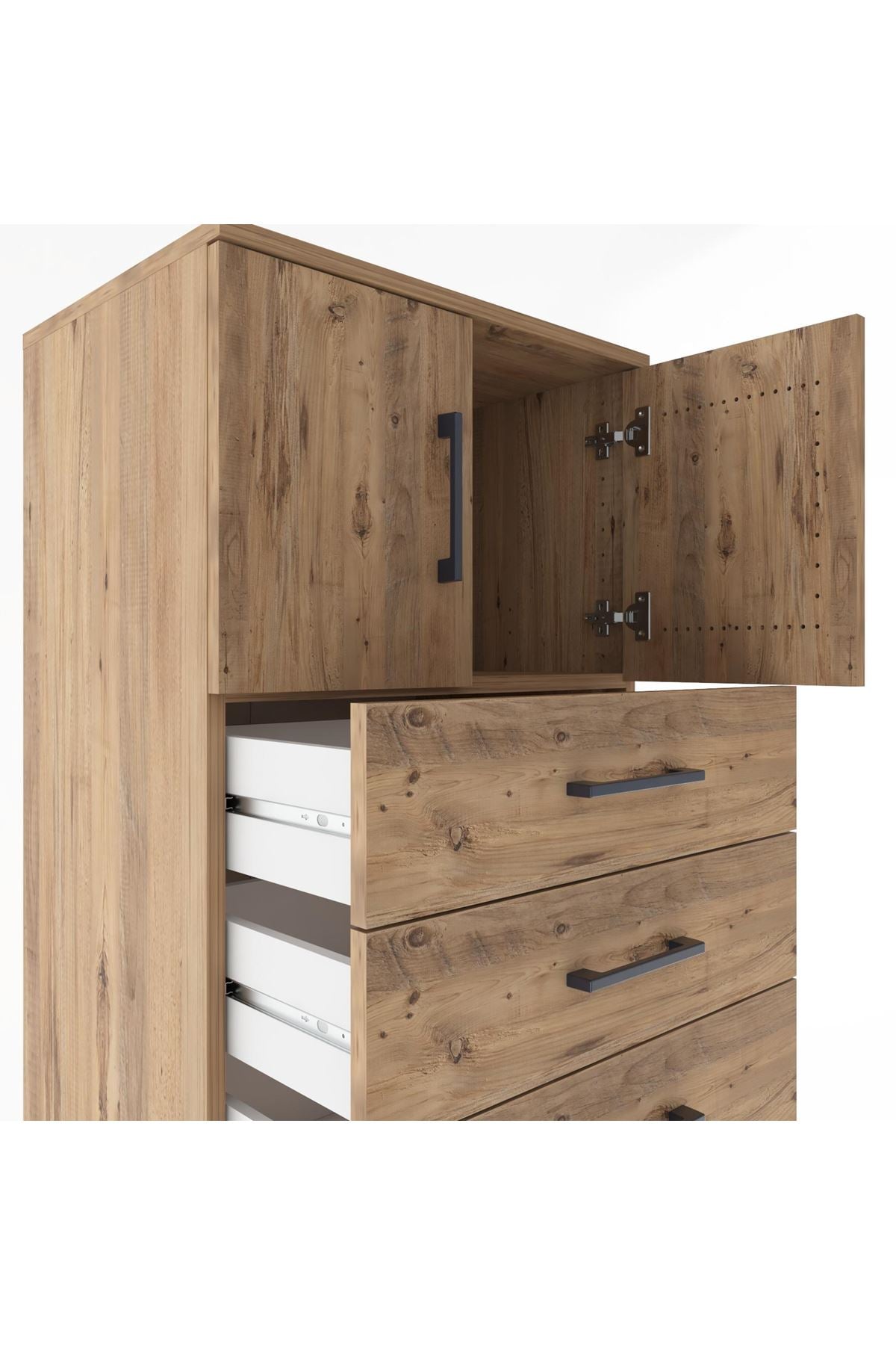 Hyperion Dolap Tek Raflı 8 Çekmeceli 2 Kapaklı 60x44x182 - S56M001V9B