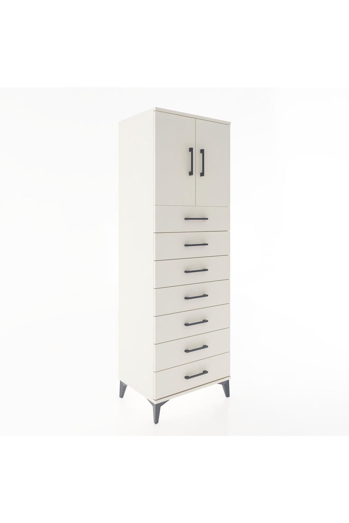 Hyperion Dolap Tek Raflı 7 Çekmeceli 2 Kapaklı 60x44x182 - S56M002V1B