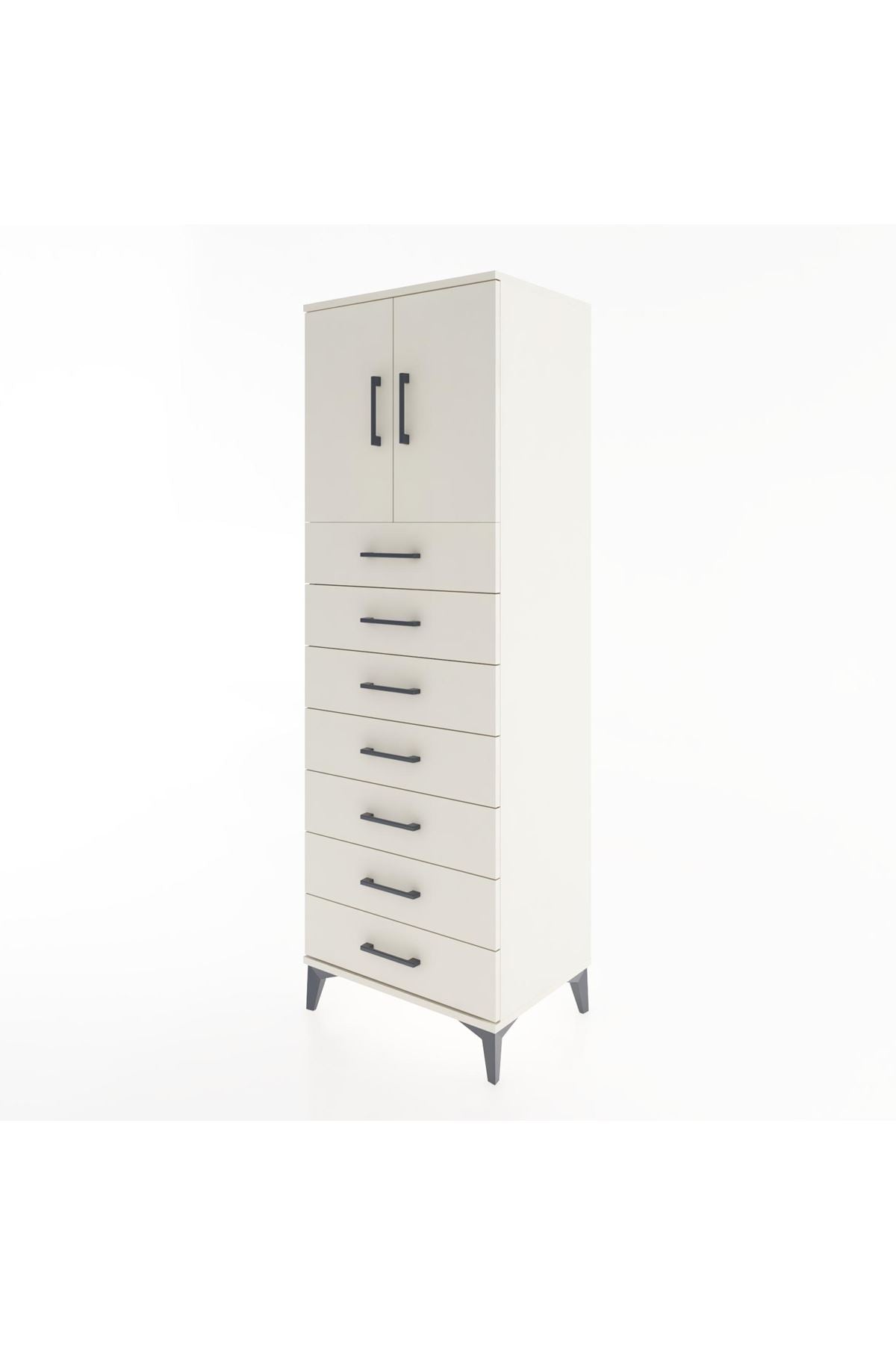 Hyperion Dolap Tek Raflı 7 Çekmeceli 2 Kapaklı 60x44x182 - S56M002V1B