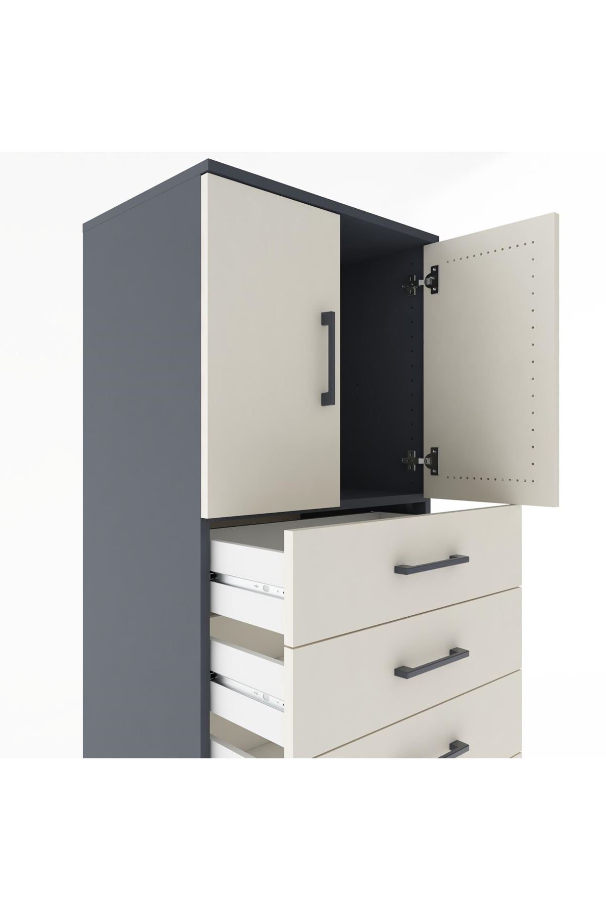 Hyperion Dolap Tek Raflı 7 Çekmeceli 2 Kapaklı 60x44x182 - S56M002V4B