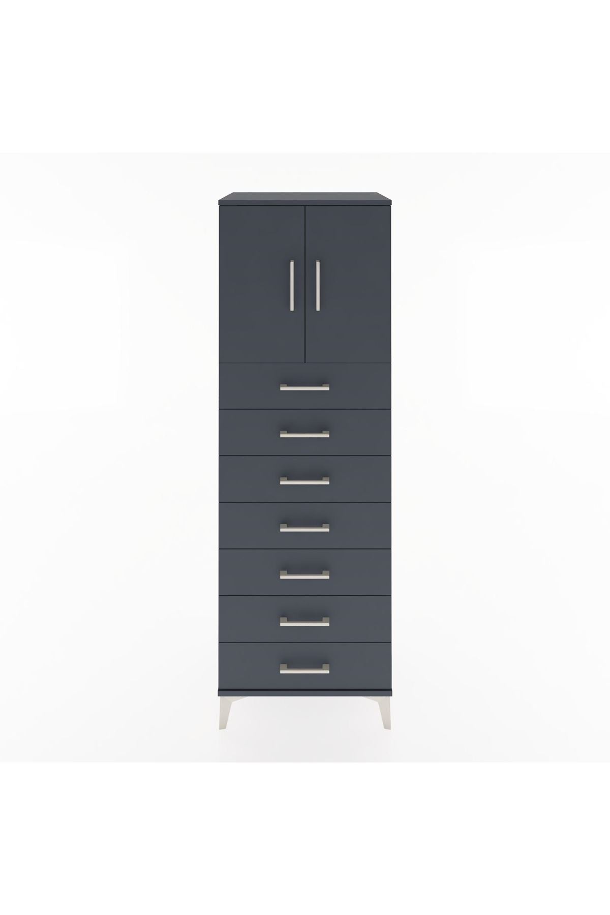 Hyperion Dolap Tek Raflı 7 Çekmeceli 2 Kapaklı 60x44x182 - S56M002V5B
