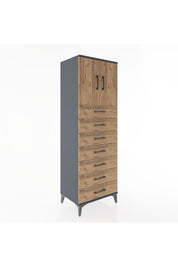 Hyperion Dolap Tek Raflı 7 Çekmeceli 2 Kapaklı 60x44x182 - S56M002V6B