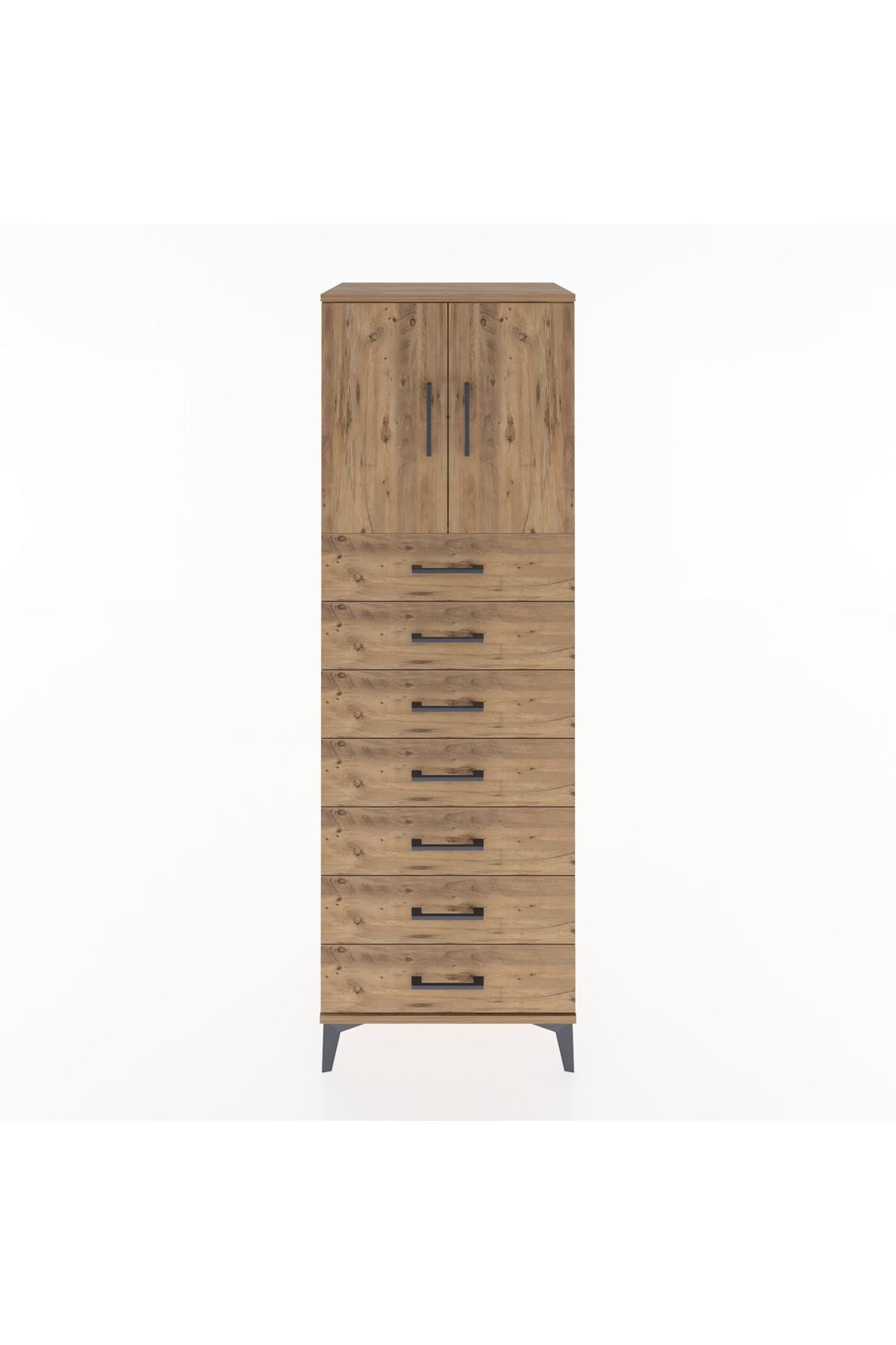 Hyperion Dolap Tek Raflı 7 Çekmeceli 2 Kapaklı 60x44x182 - S56M002V9B