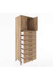 Hyperion Dolap Tek Raflı 7 Çekmeceli 2 Kapaklı 60x44x182 - S56M002V9B