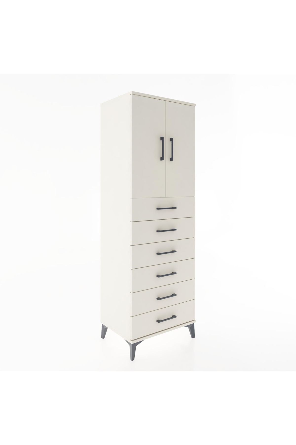 Hyperion Dolap Tek Raflı 6 Çekmeceli 2 Kapaklı 60x44x182 - S56M003V1B