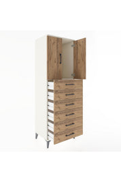 Hyperion Dolap Tek Raflı 6 Çekmeceli 2 Kapaklı 60x44x182 - S56M003V3B