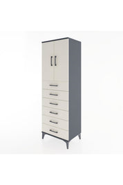 Hyperion Dolap Tek Raflı 6 Çekmeceli 2 Kapaklı 60x44x182 - S56M003V4B