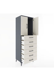 Hyperion Dolap Tek Raflı 6 Çekmeceli 2 Kapaklı 60x44x182 - S56M003V4B