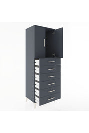 Hyperion Dolap Tek Raflı 6 Çekmeceli 2 Kapaklı 60x44x182 - S56M003V5B