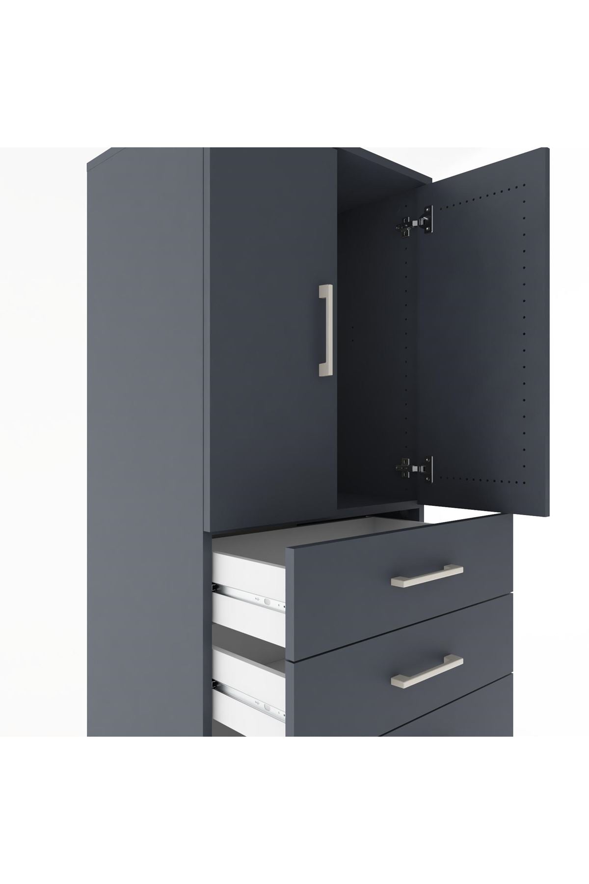 Hyperion Dolap Tek Raflı 6 Çekmeceli 2 Kapaklı 60x44x182 - S56M003V5B