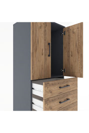 Hyperion Dolap Tek Raflı 6 Çekmeceli 2 Kapaklı 60x44x182 - S56M003V6B