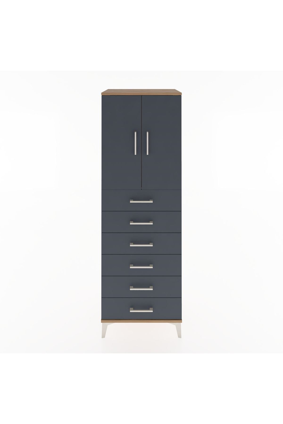 Hyperion Dolap Tek Raflı 6 Çekmeceli 2 Kapaklı 60x44x182 - S56M003V8B