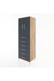Hyperion Dolap Tek Raflı 6 Çekmeceli 2 Kapaklı 60x44x182 - S56M003V8B