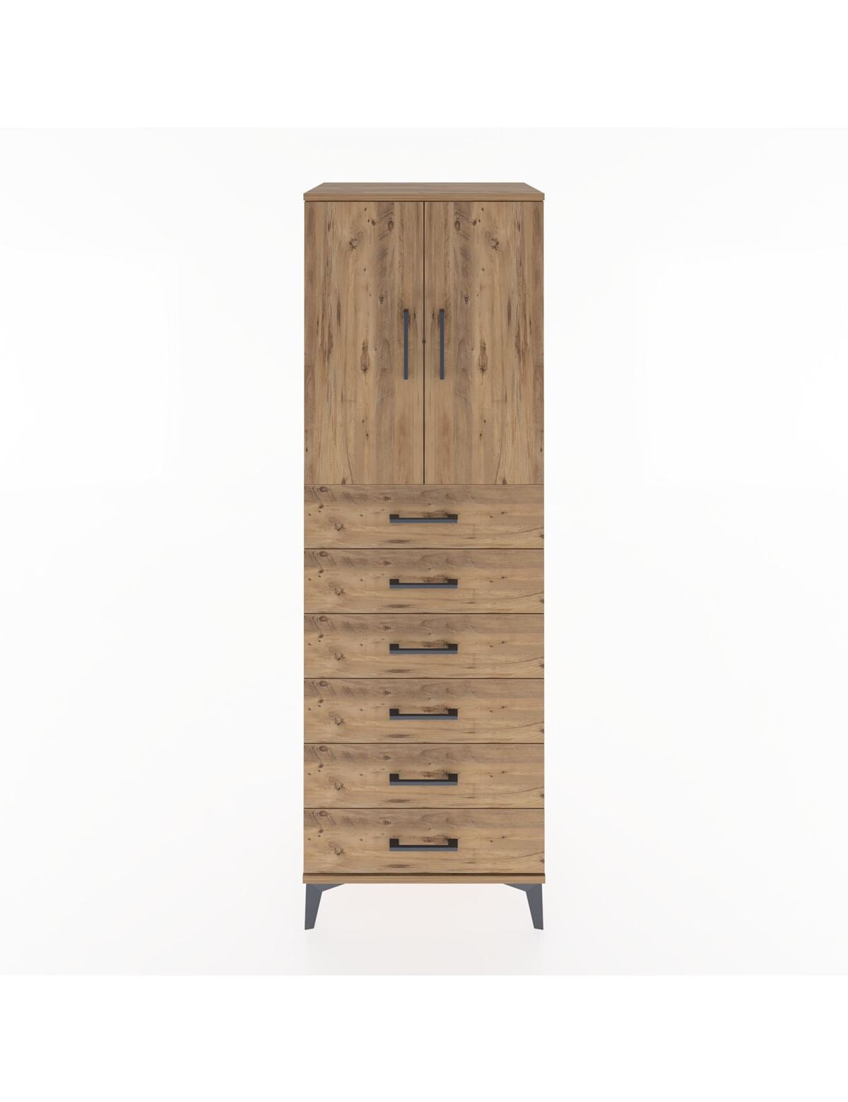 Hyperion Dolap Tek Raflı 6 Çekmeceli 2 Kapaklı 60x44x182 - S56M003V9B
