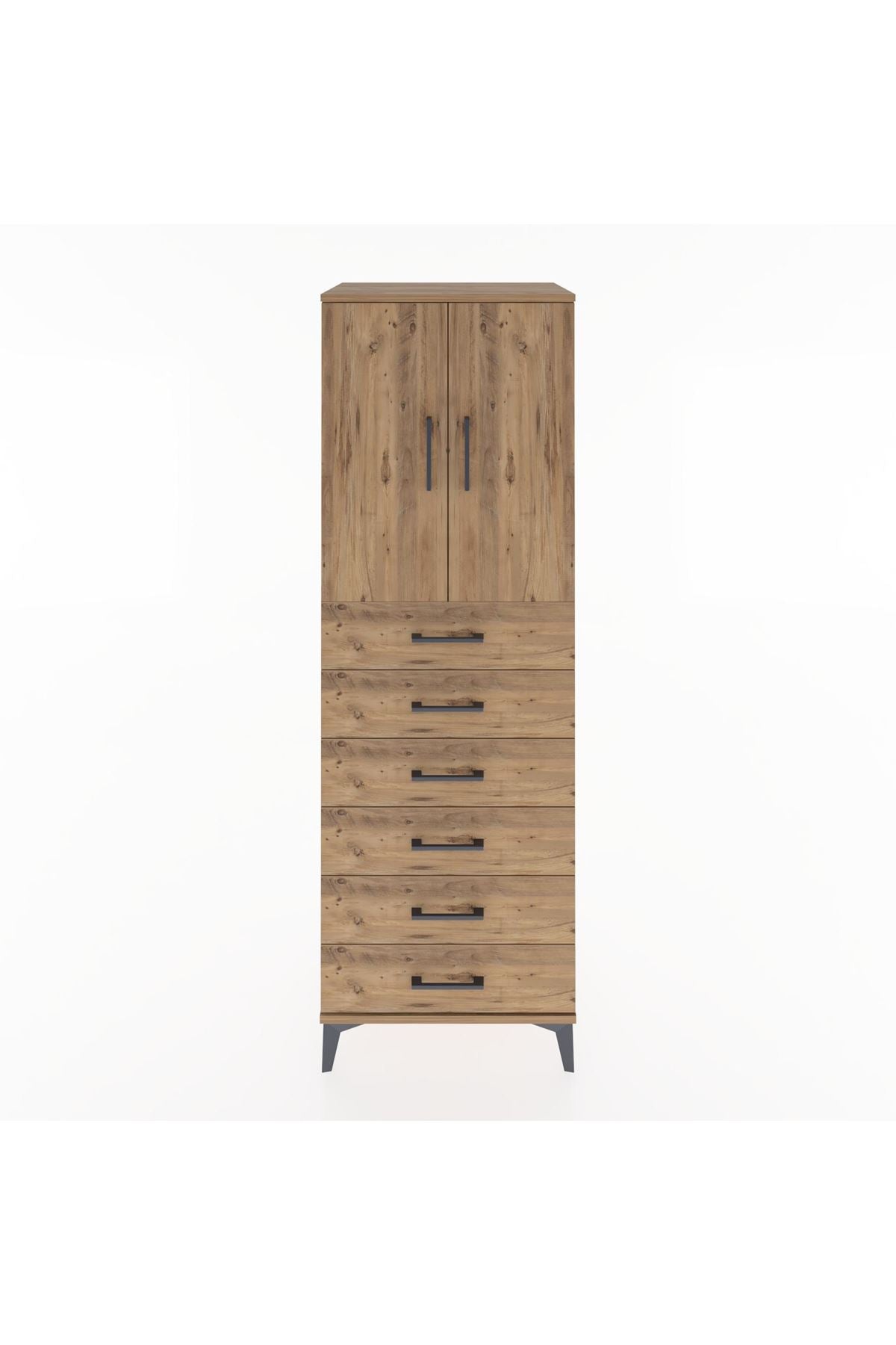 Hyperion Dolap Tek Raflı 6 Çekmeceli 2 Kapaklı 60x44x182 - S56M003V9B