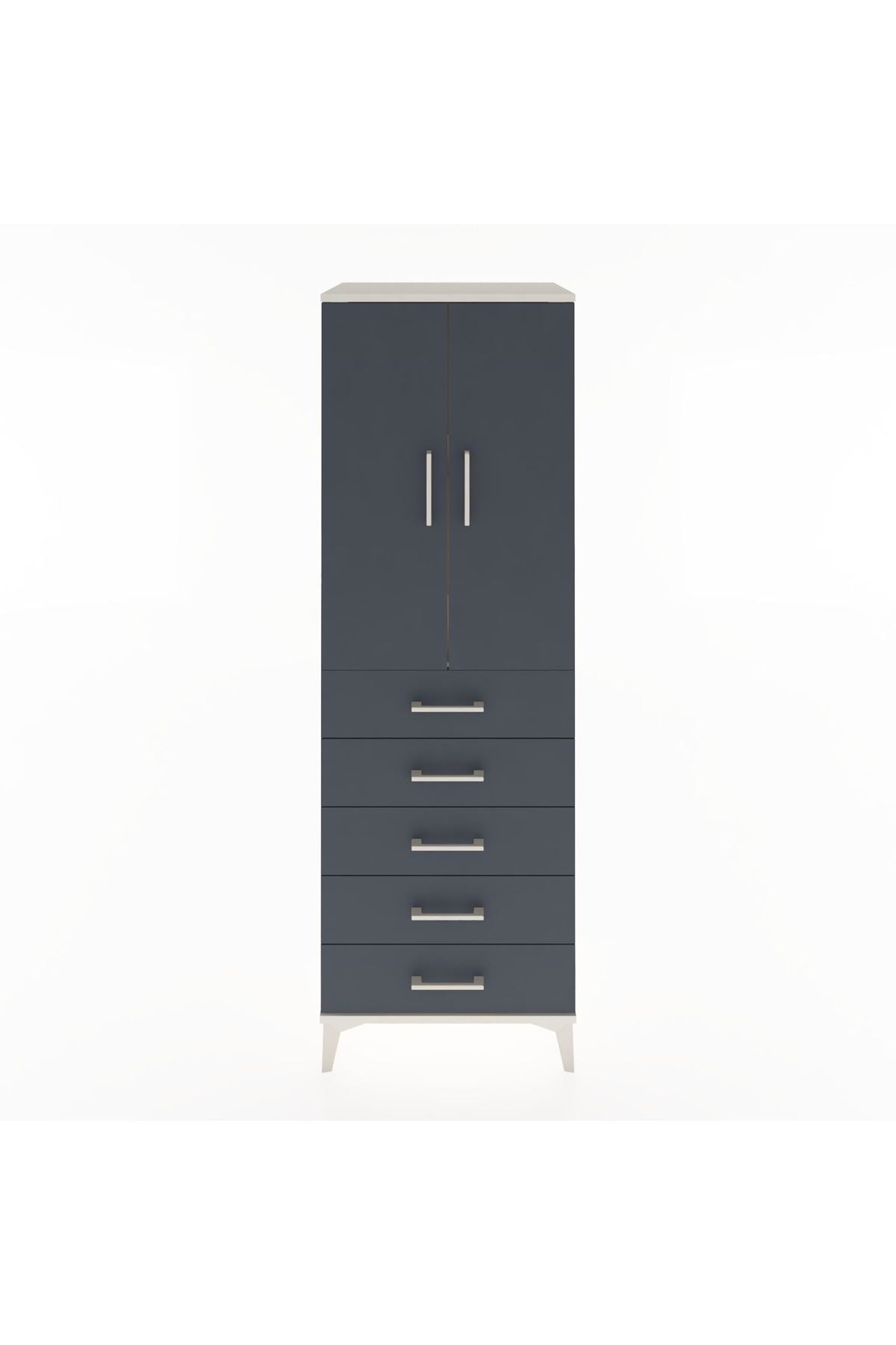 Hyperion Dolap 2 Raflı 5 Çekmeceli 2 Kapaklı 60x44x182 - S56M004V2B