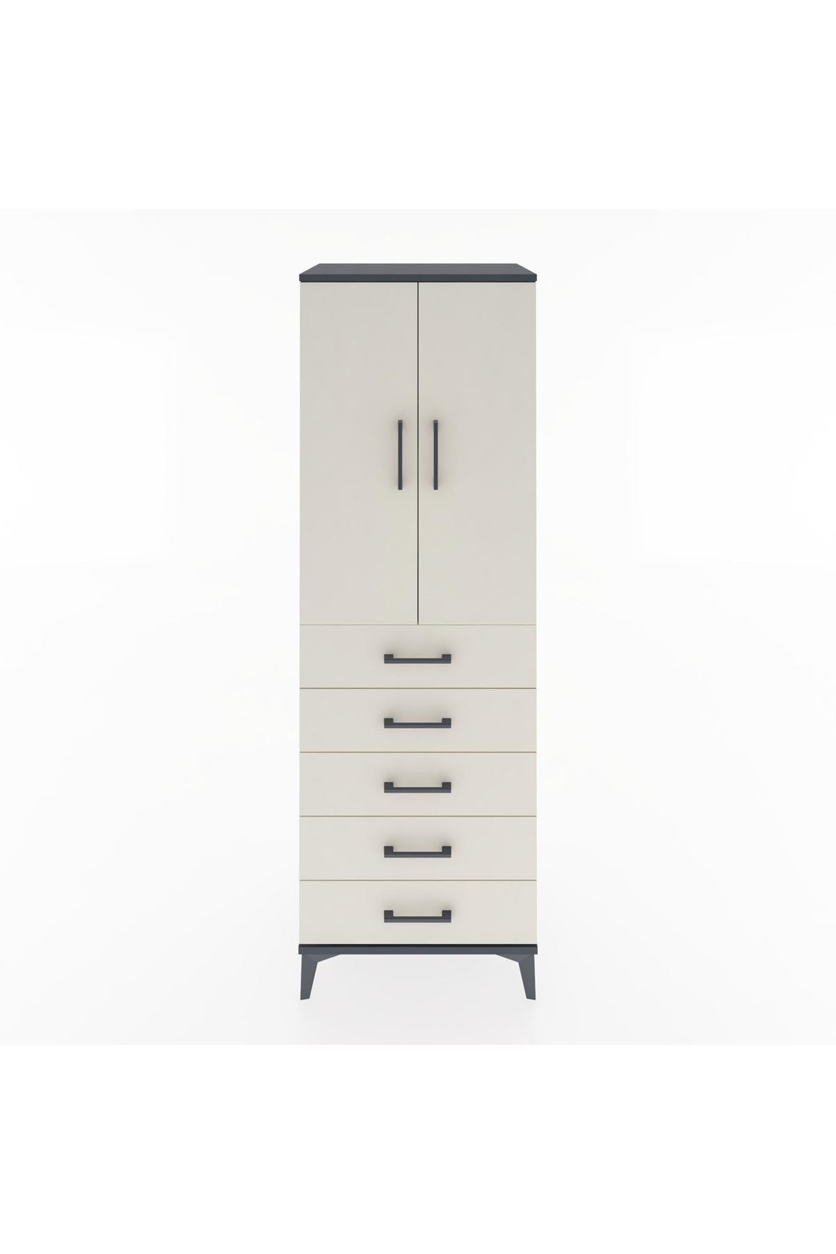 Hyperion Dolap 2 Raflı 5 Çekmeceli 2 Kapaklı 60x44x182 - S56M004V4B
