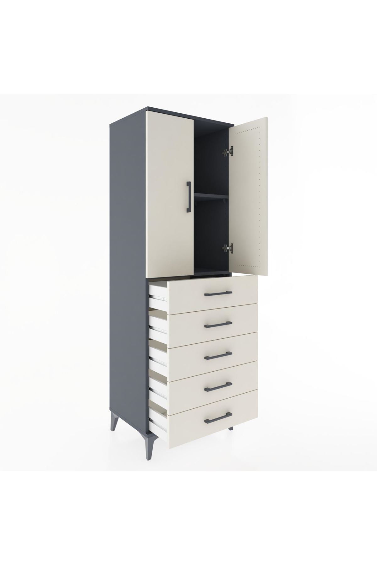 Hyperion Dolap 2 Raflı 5 Çekmeceli 2 Kapaklı 60x44x182 - S56M004V4B