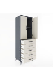 Hyperion Dolap 2 Raflı 5 Çekmeceli 2 Kapaklı 60x44x182 - S56M004V4B