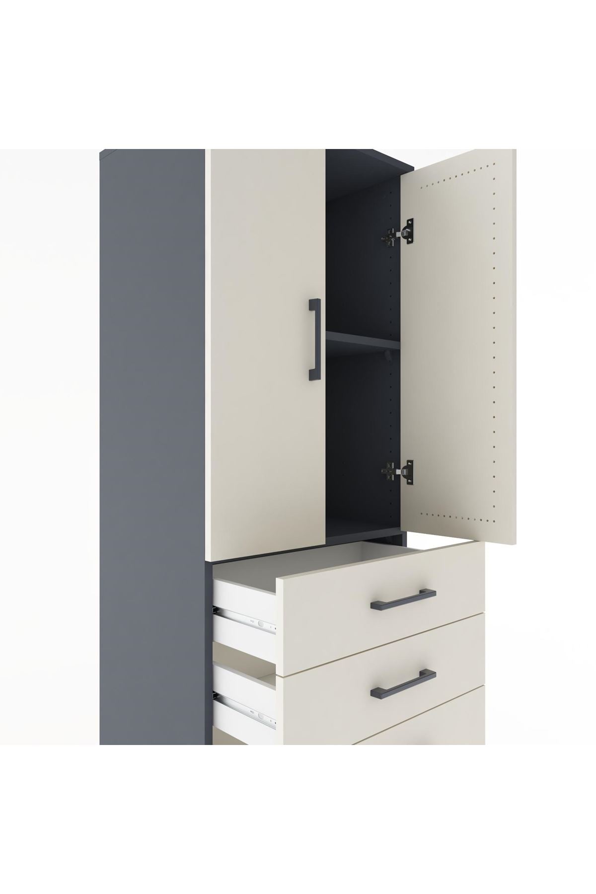 Hyperion Dolap 2 Raflı 5 Çekmeceli 2 Kapaklı 60x44x182 - S56M004V4B
