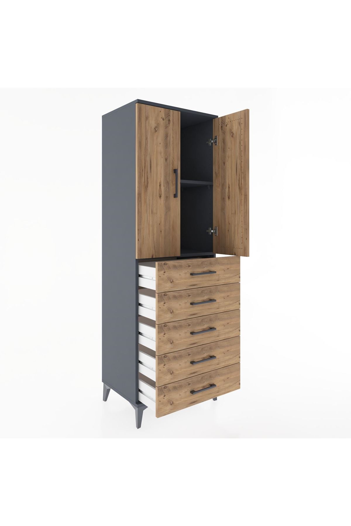 Hyperion Dolap 2 Raflı 5 Çekmeceli 2 Kapaklı 60x44x182 - S56M004V6B