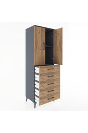 Hyperion Dolap 2 Raflı 5 Çekmeceli 2 Kapaklı 60x44x182 - S56M004V6B