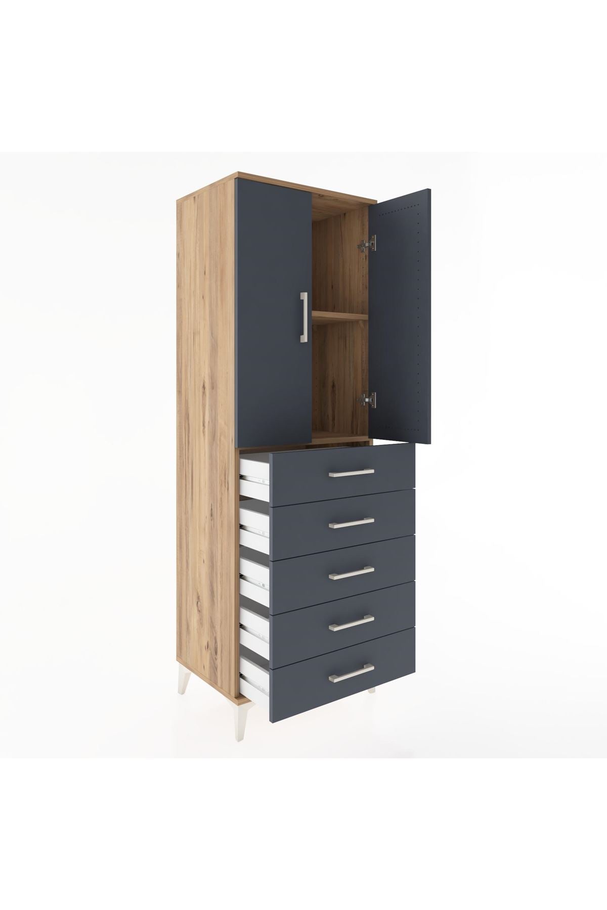 Hyperion Dolap 2 Raflı 5 Çekmeceli 2 Kapaklı 60x44x182 - S56M004V8B