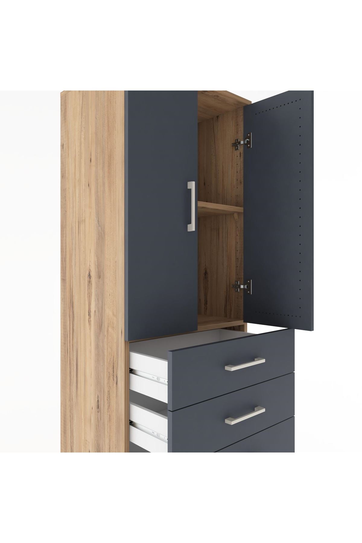 Hyperion Dolap 2 Raflı 5 Çekmeceli 2 Kapaklı 60x44x182 - S56M004V8B