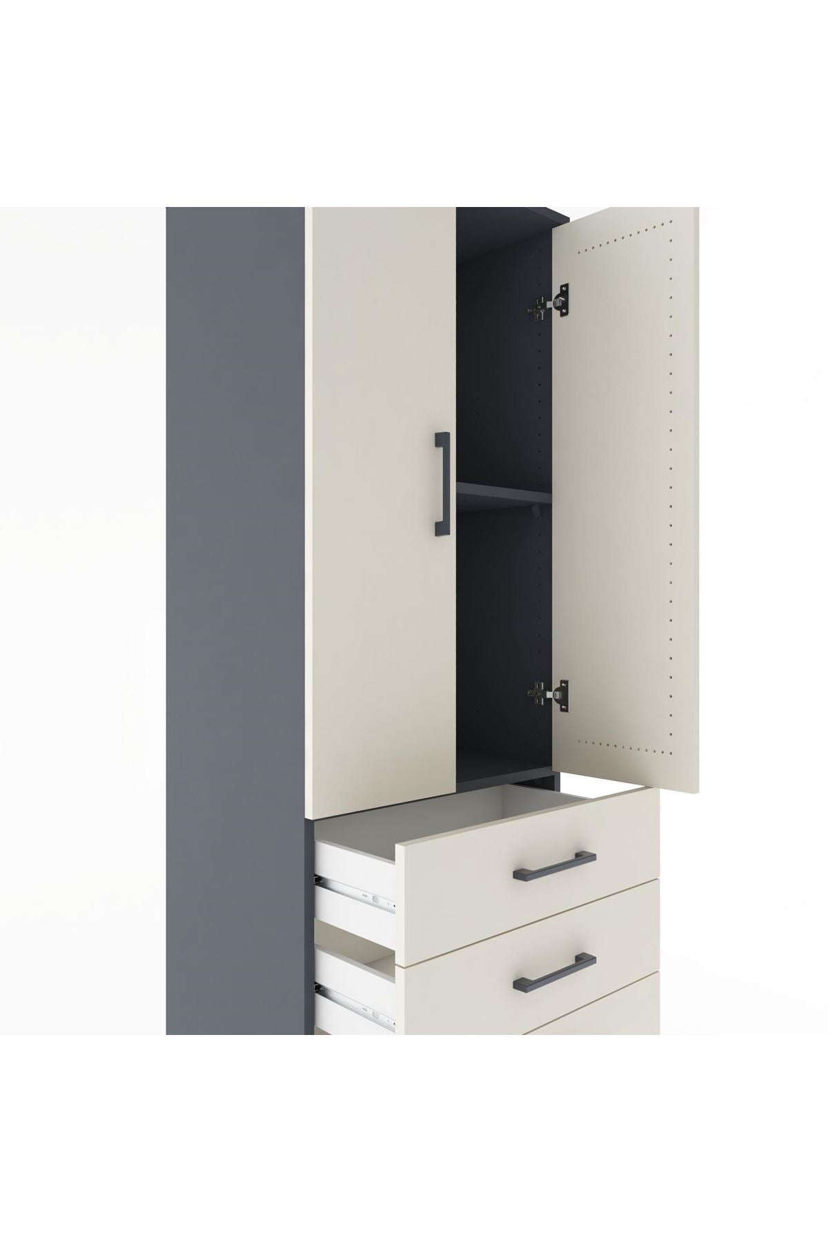 Hyperion Dolap 2 Raflı 4 Çekmeceli 2 Kapaklı 60x44x182 - S56M005V4B