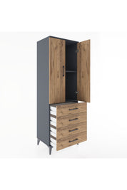Hyperion Dolap 2 Raflı 4 Çekmeceli 2 Kapaklı 60x44x182 - S56M005V6B