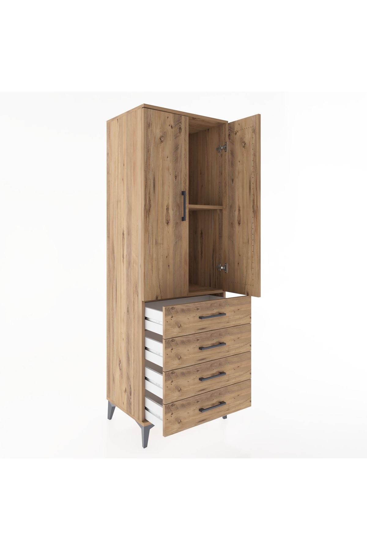 Hyperion Dolap 2 Raflı 4 Çekmeceli 2 Kapaklı 60x44x182 - S56M005V9B