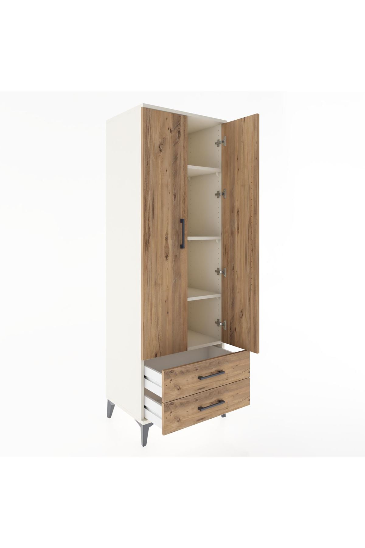Hyperion Dolap 4 Raflı 2 Çekmeceli 2 Kapaklı 60x44x182 - S56M007V3B
