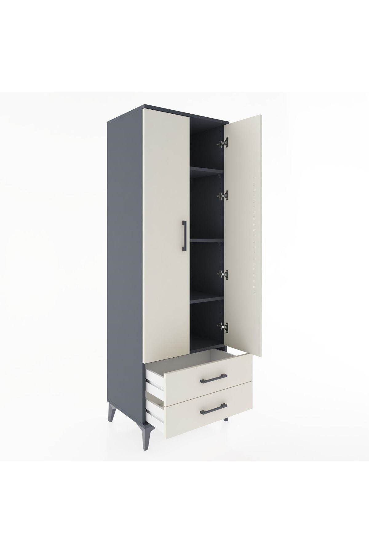 Hyperion Dolap 4 Raflı 2 Çekmeceli 2 Kapaklı 60x44x182 - S56M007V4B